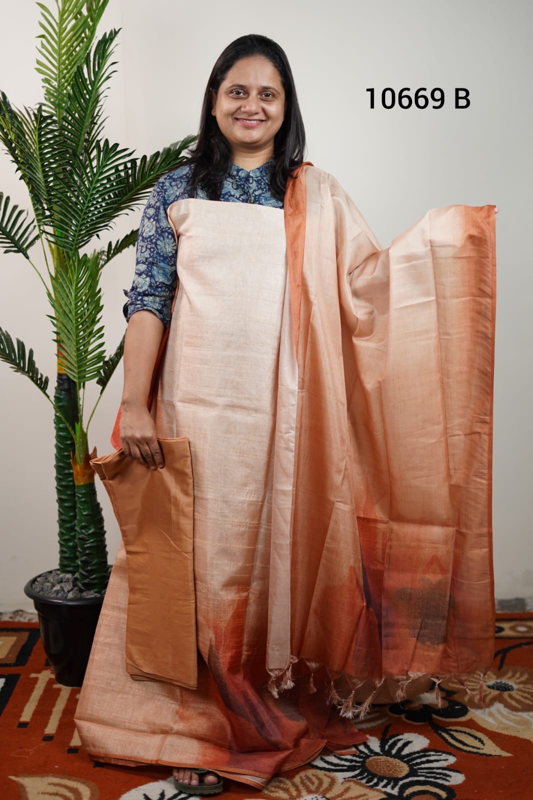 Semi tussar silk unstitched salwar suits 10669