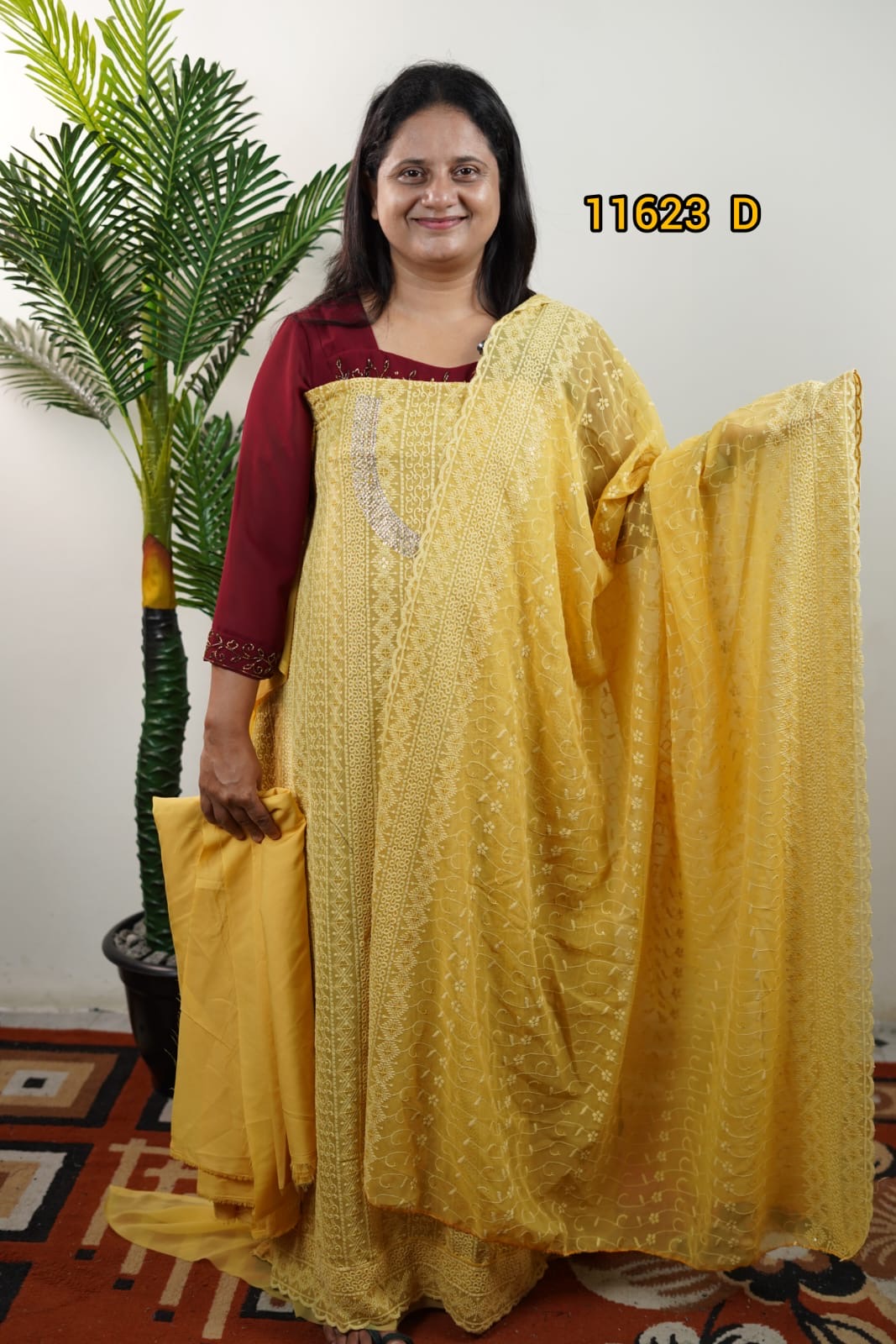 Georgette chikenkari work unstitched salwar suits 11623