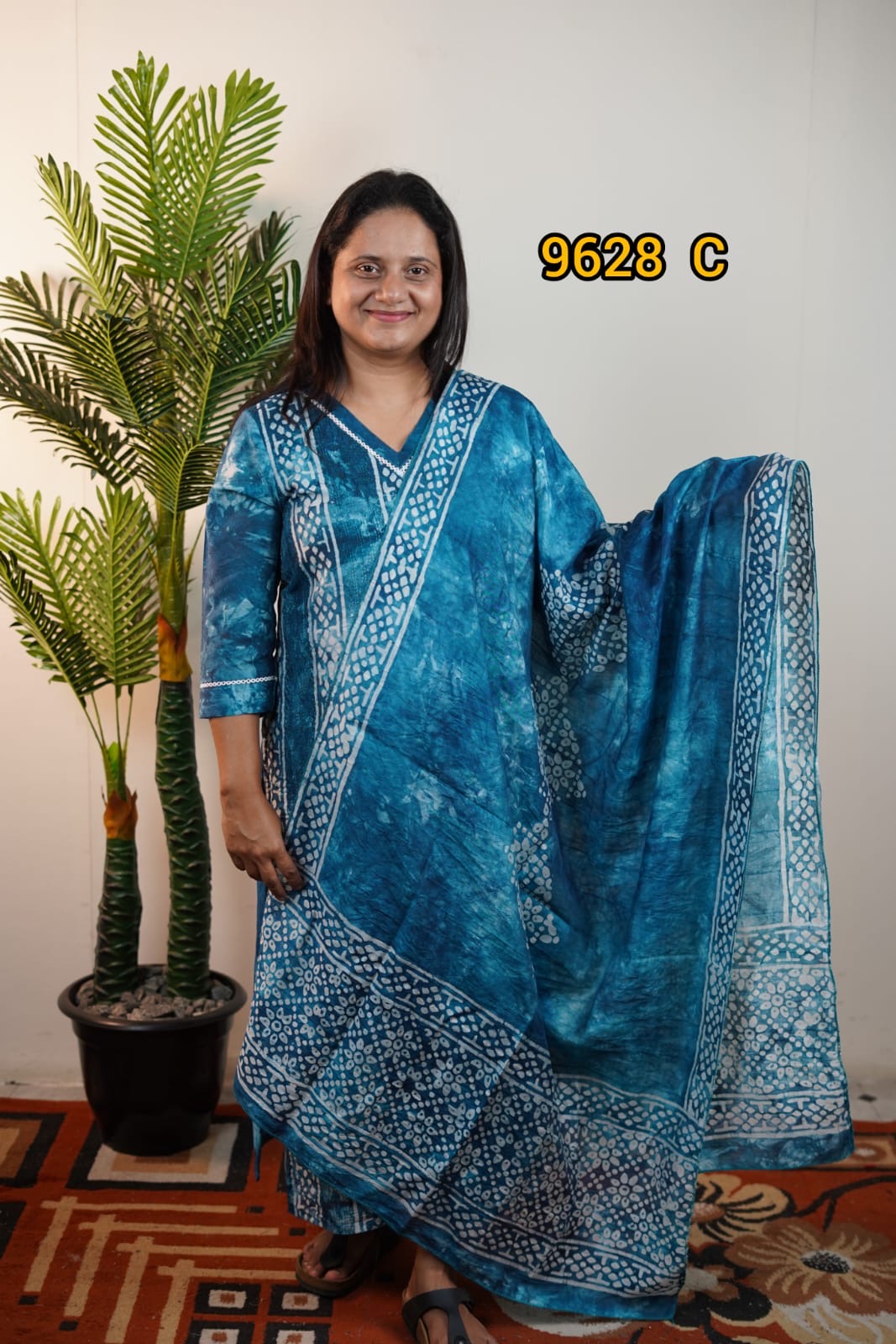 Batik print cotton unstitched salwar suits 9628