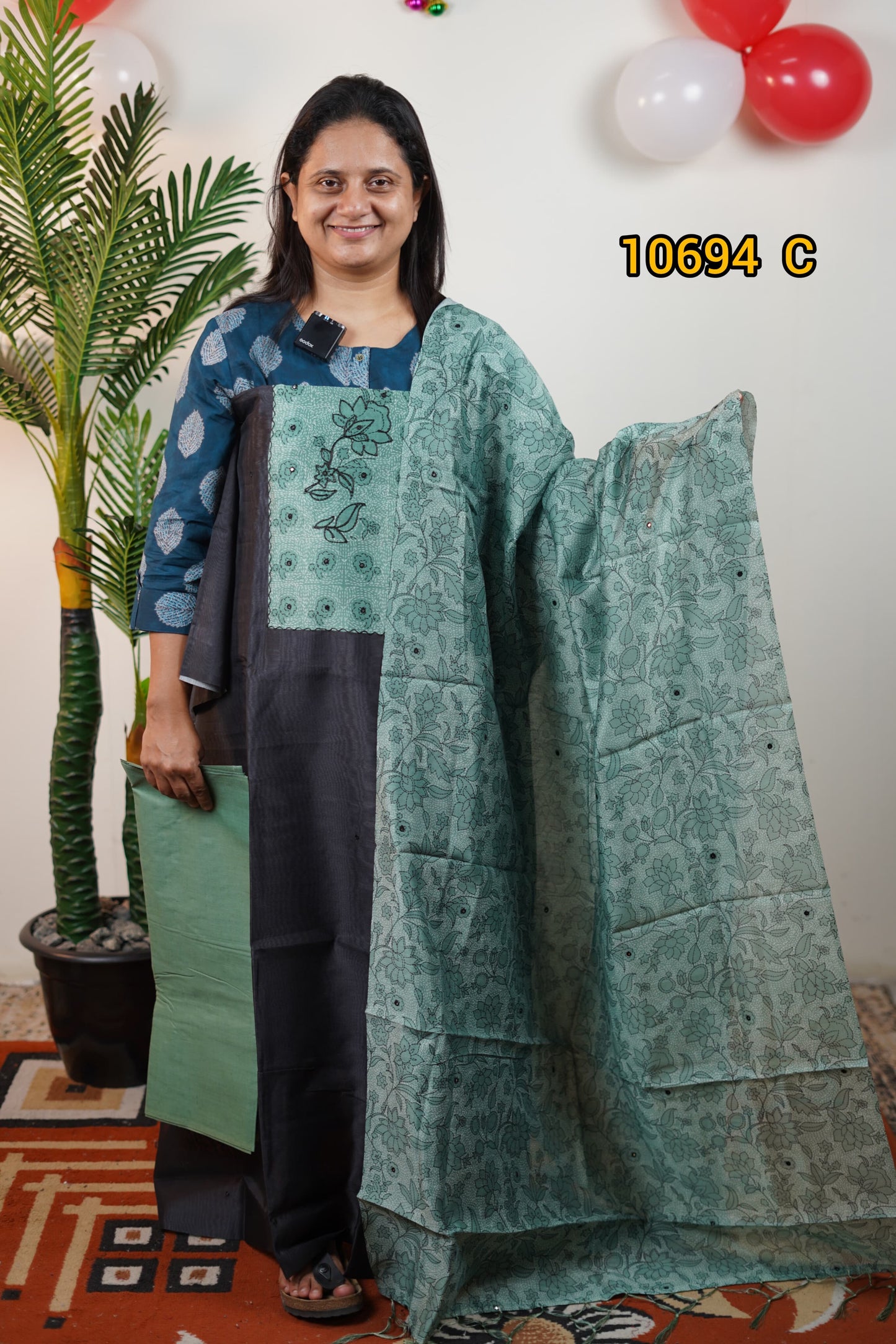 Soft chandheri silk unstitched salwar suits 10694