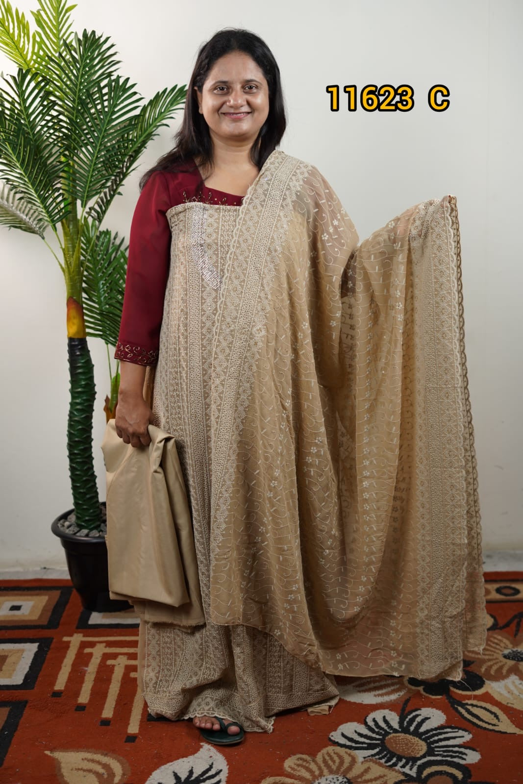 Georgette chikenkari work unstitched salwar suits 11623