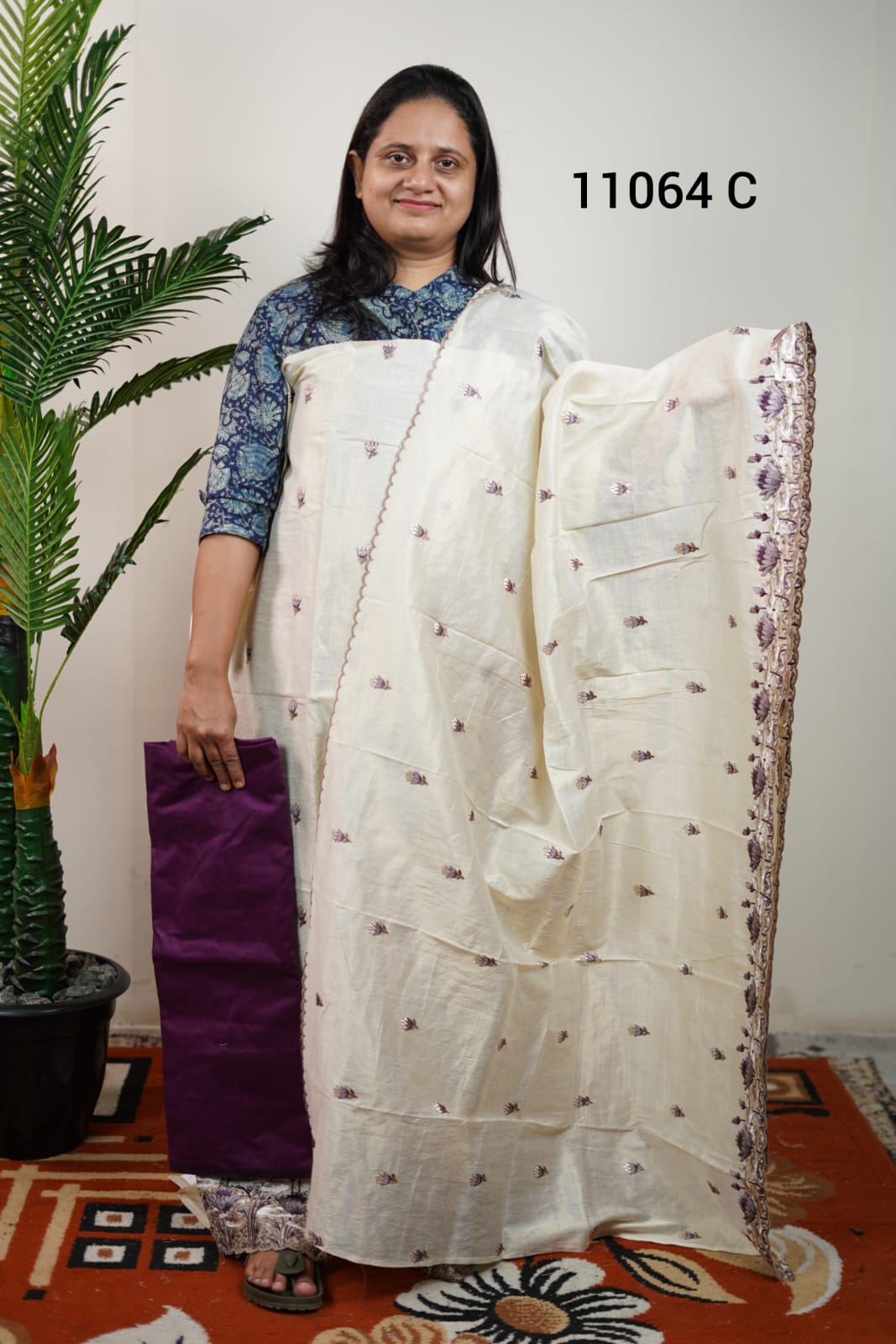 Tissue silk unstitched salwar suits 11064
