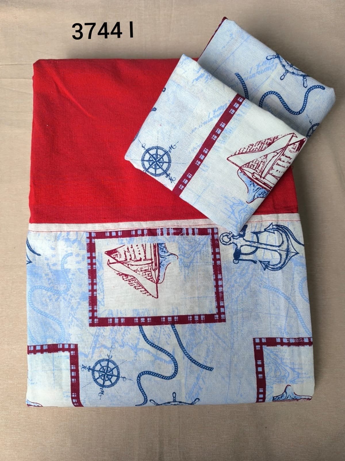 100% Cotton Double Border Bed sheet (1+2) Size 90 X 100 Code: 3744