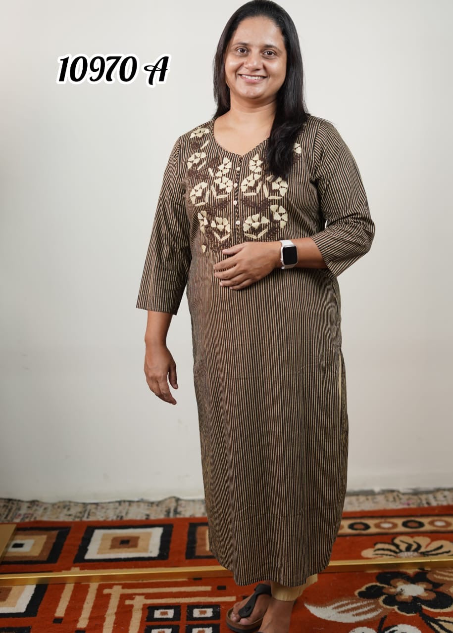 Cotton kurthi with embroidery work 10970