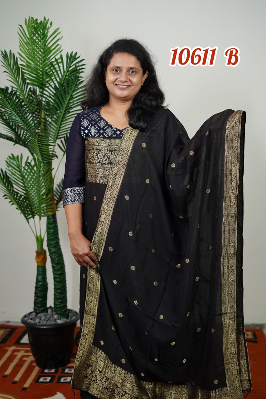 Viscos georgete with banarassi weaving unstitched salwar suits 10611