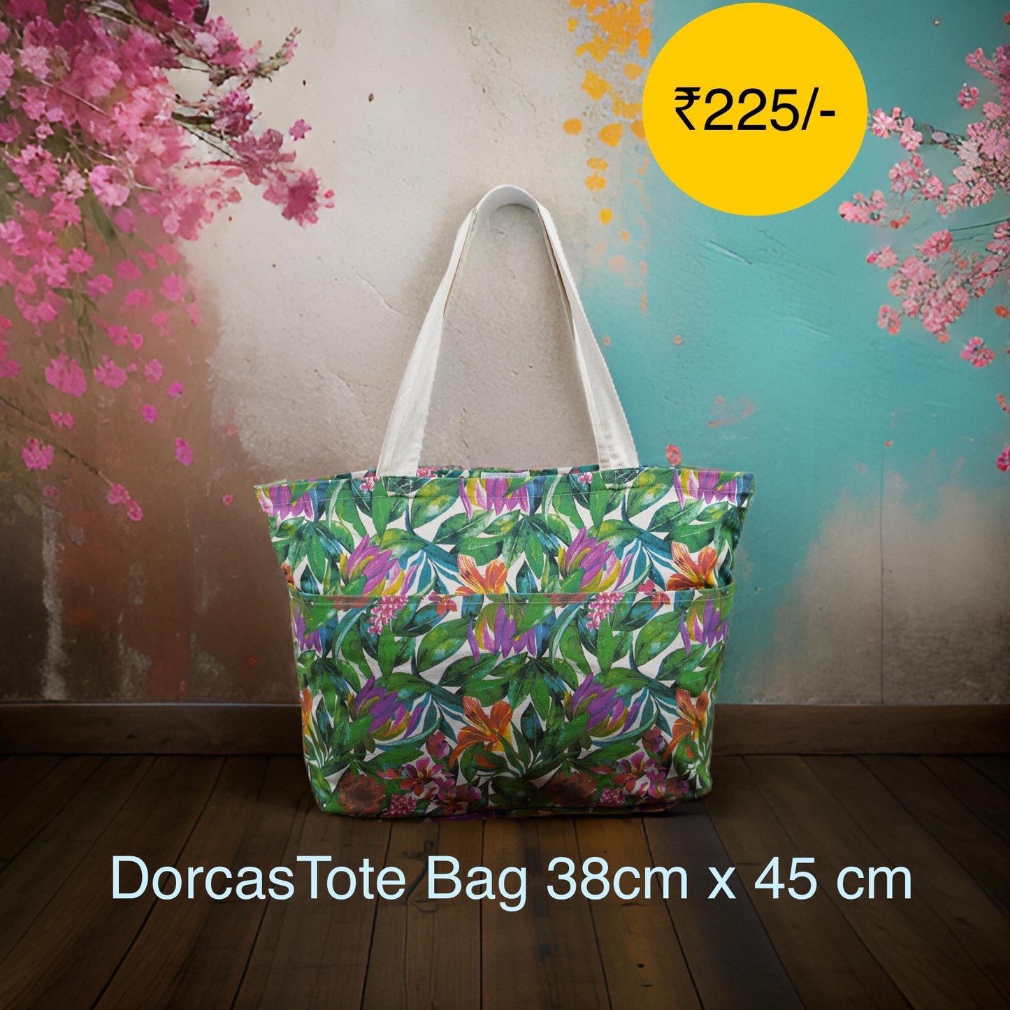 Dorcas Tote Bag with zip & Cotton Bags for Women,Office & travel tote bag | 76593