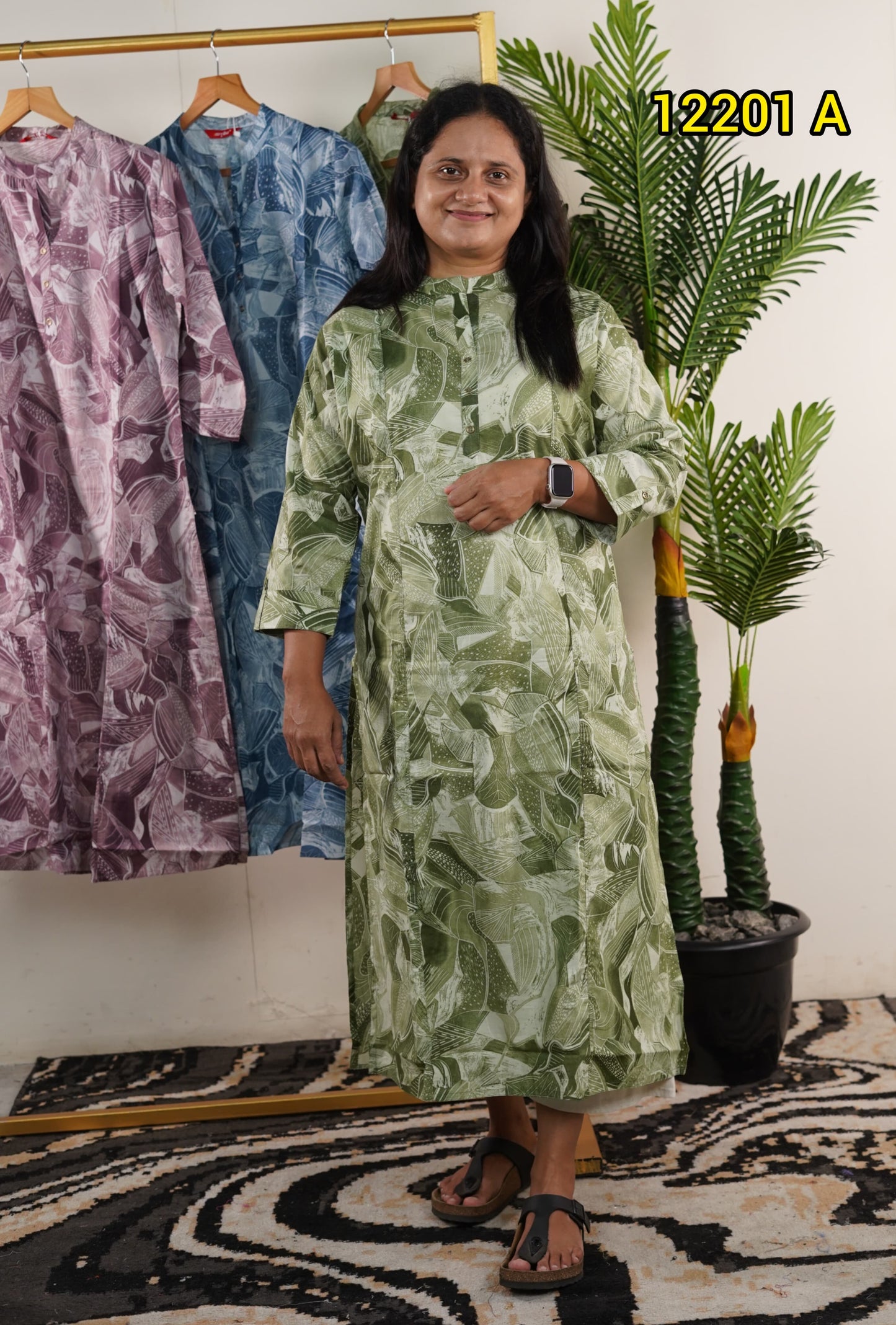 Muslin silk long kurthi collections 12201