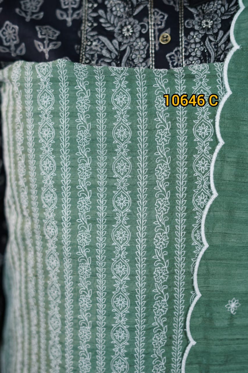 Semi tussar unstitched salwar suits 10646
