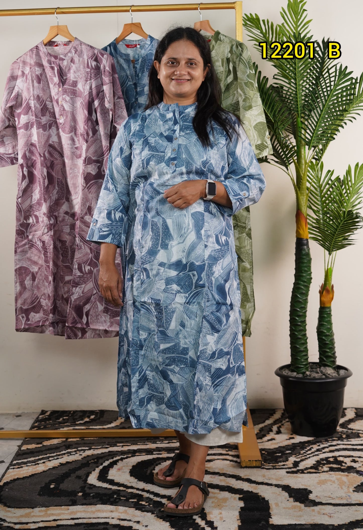 Muslin silk long kurthi collections 12201