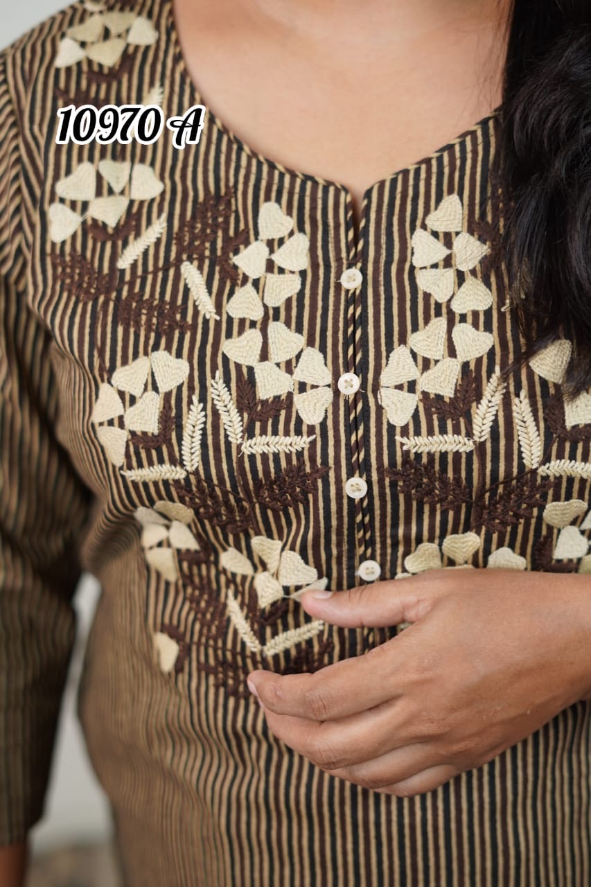 Cotton kurthi with embroidery work 10970