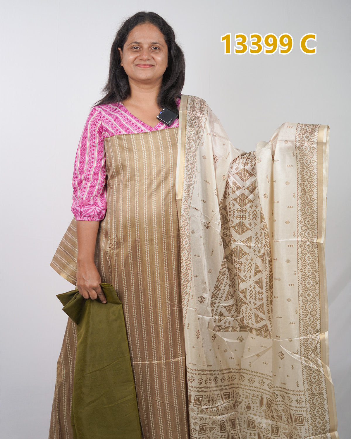 Semi Tussar Unstitched Salwar Suits 13399
