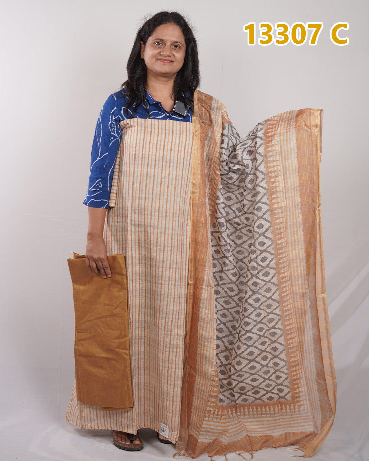 Slub Chandheri Unstitched Salwar Suits 13307