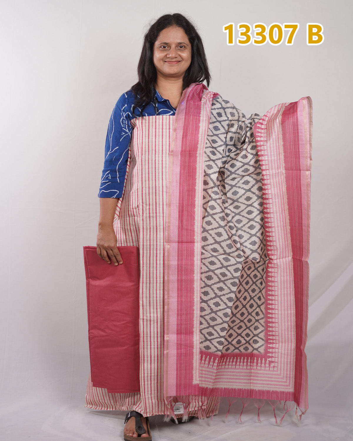 Slub Chandheri Unstitched Salwar Suits 13307