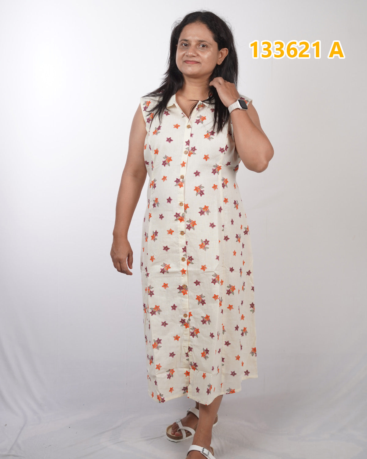 Flax Cotton Frock Kurthis (Code: 133621)