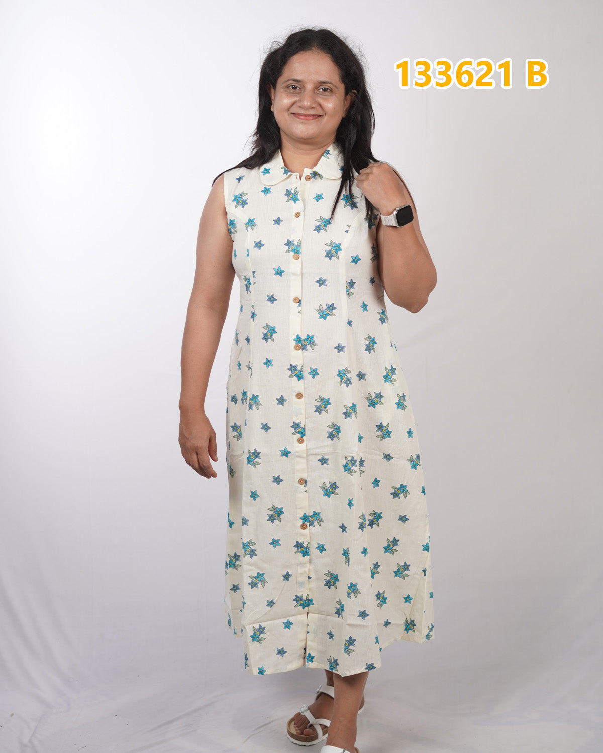 Flax Cotton Frock Kurthis (Code: 133621)