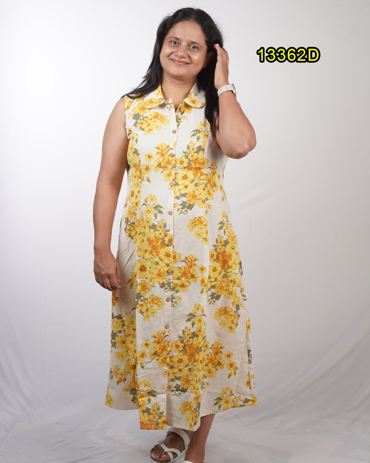 Flax Cotton Frock Kurthis (Code: 13362)