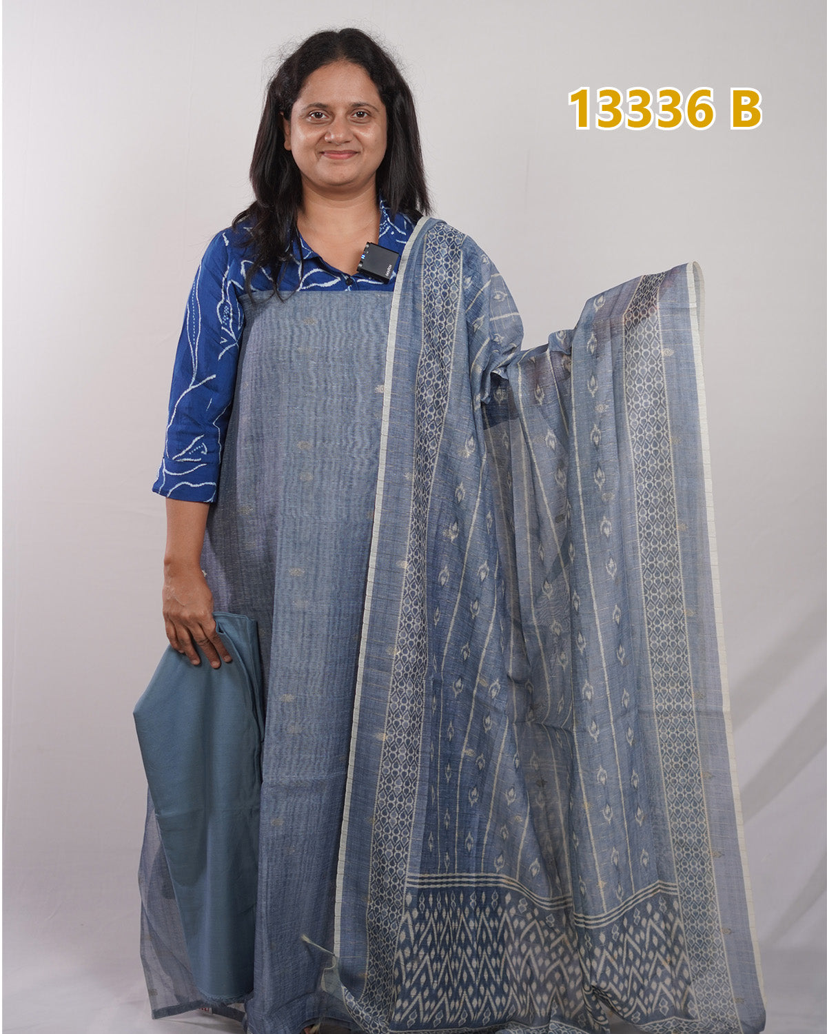 Slub Chandheri Unstitched Salwar Suits 13336