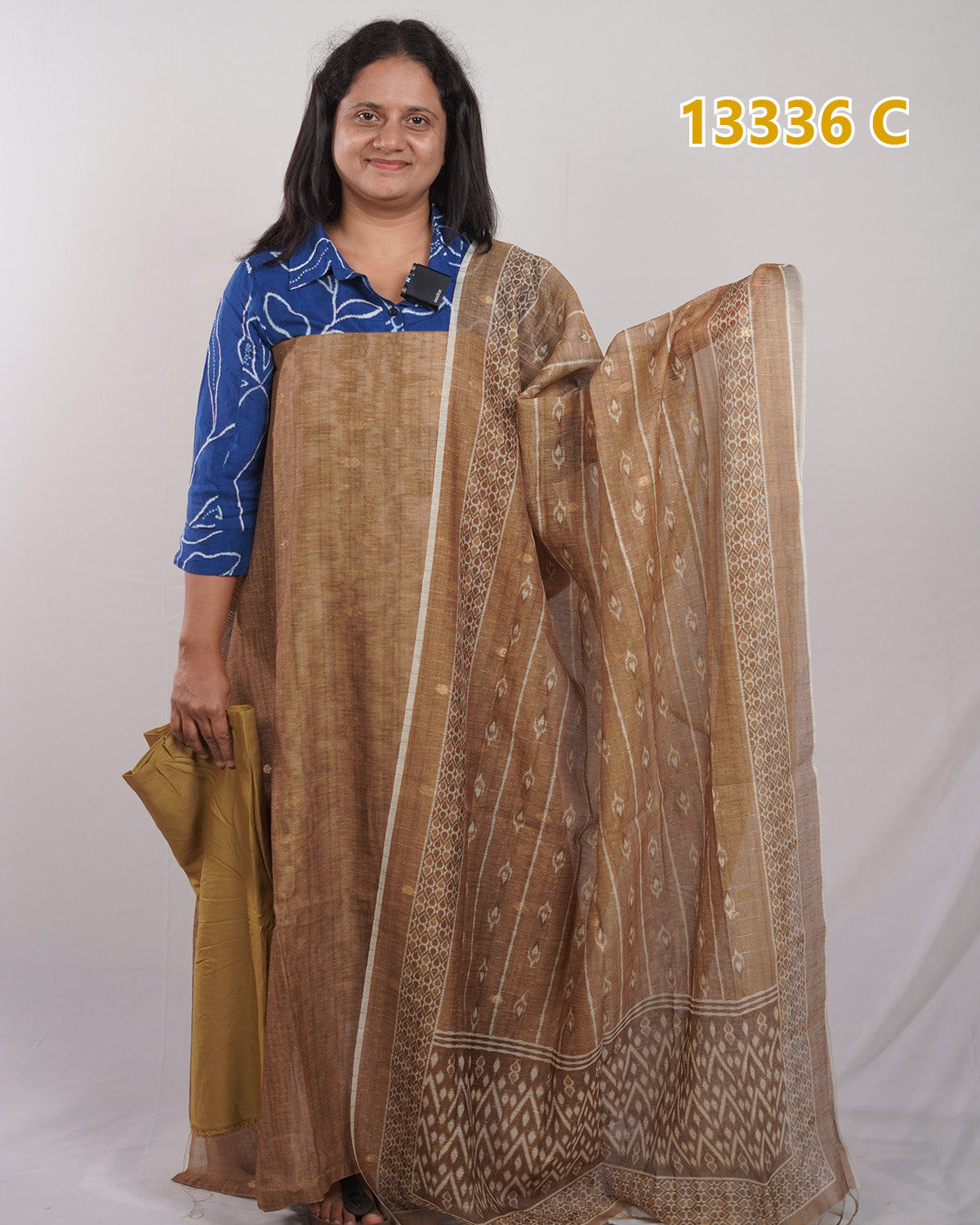 Slub Chandheri Unstitched Salwar Suits 13336