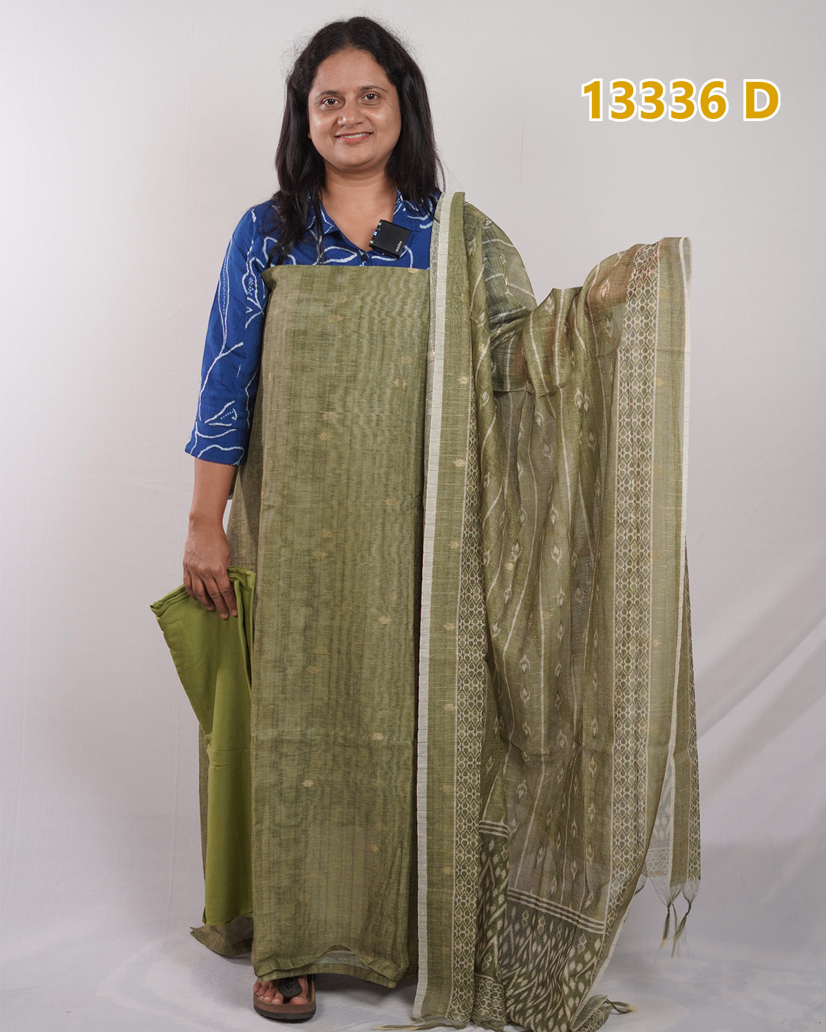 Slub Chandheri Unstitched Salwar Suits 13336