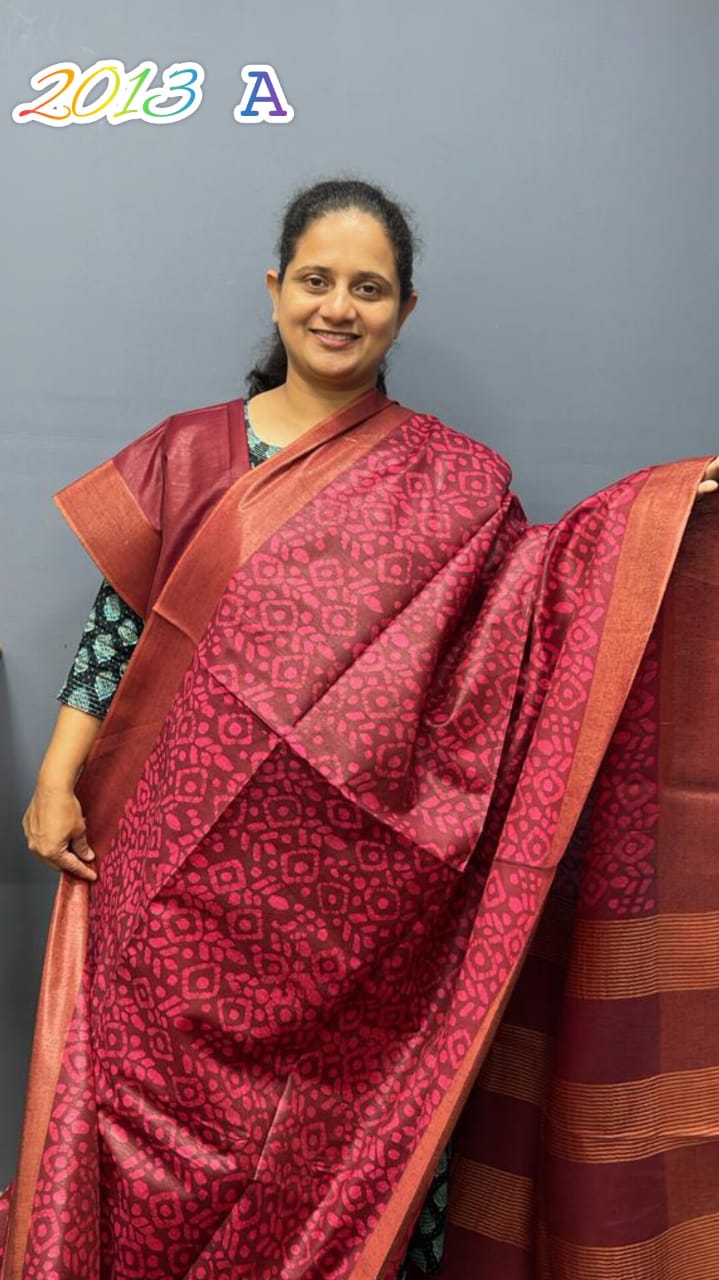 Semi Tusser Silk Saree Batik Print 2013