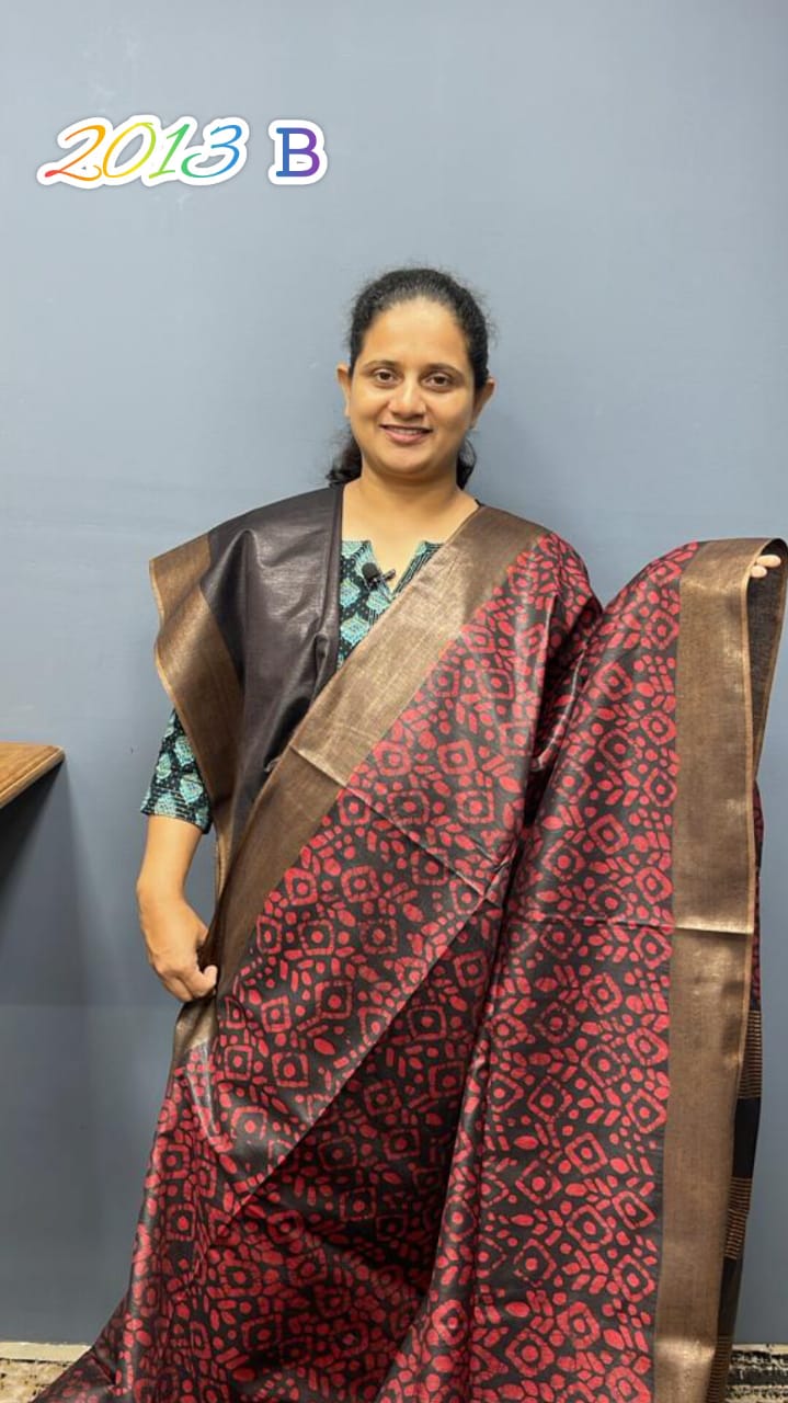 Semi Tusser Silk Saree Batik Print 2013