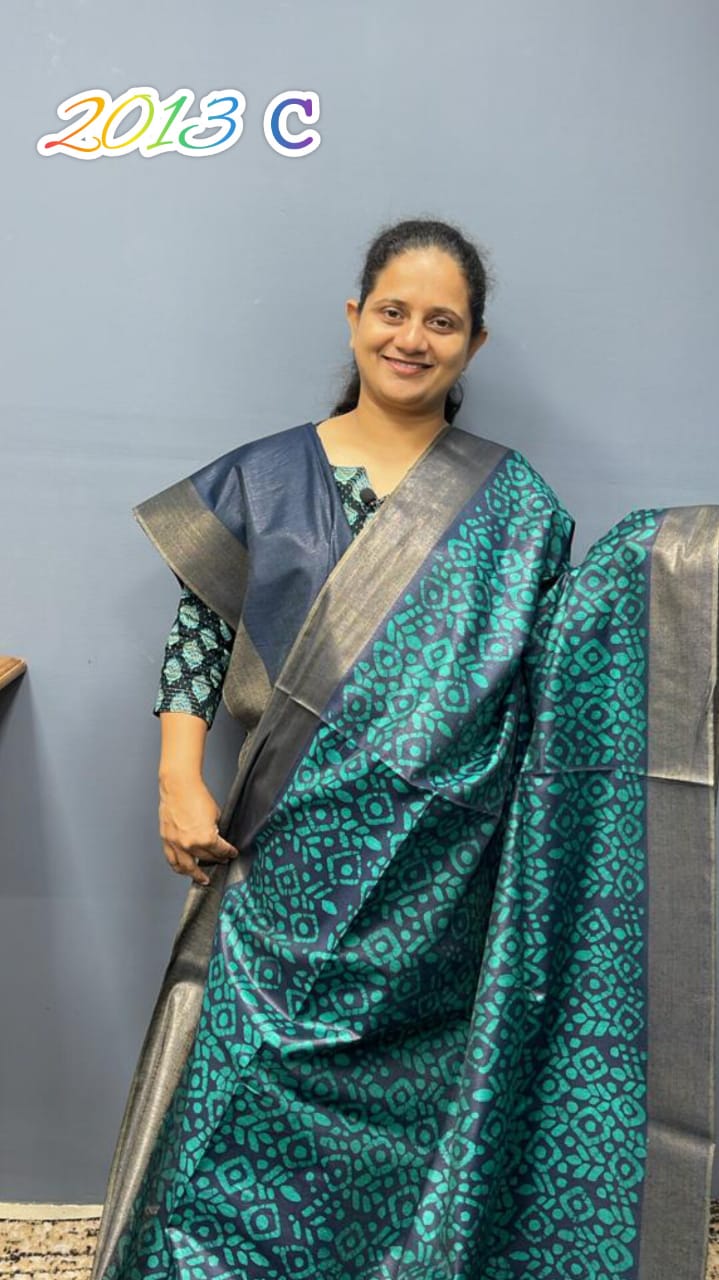 Semi Tusser Silk Saree Batik Print 2013