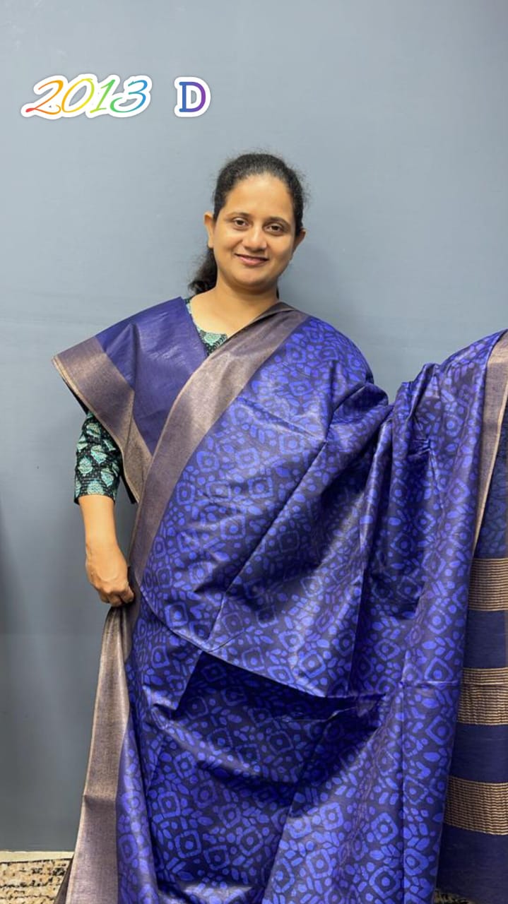 Semi Tusser Silk Saree Batik Print 2013