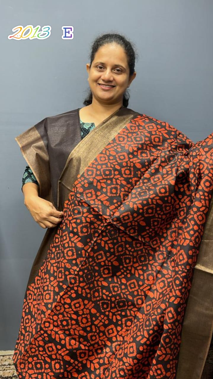 Semi Tusser Silk Saree Batik Print 2013