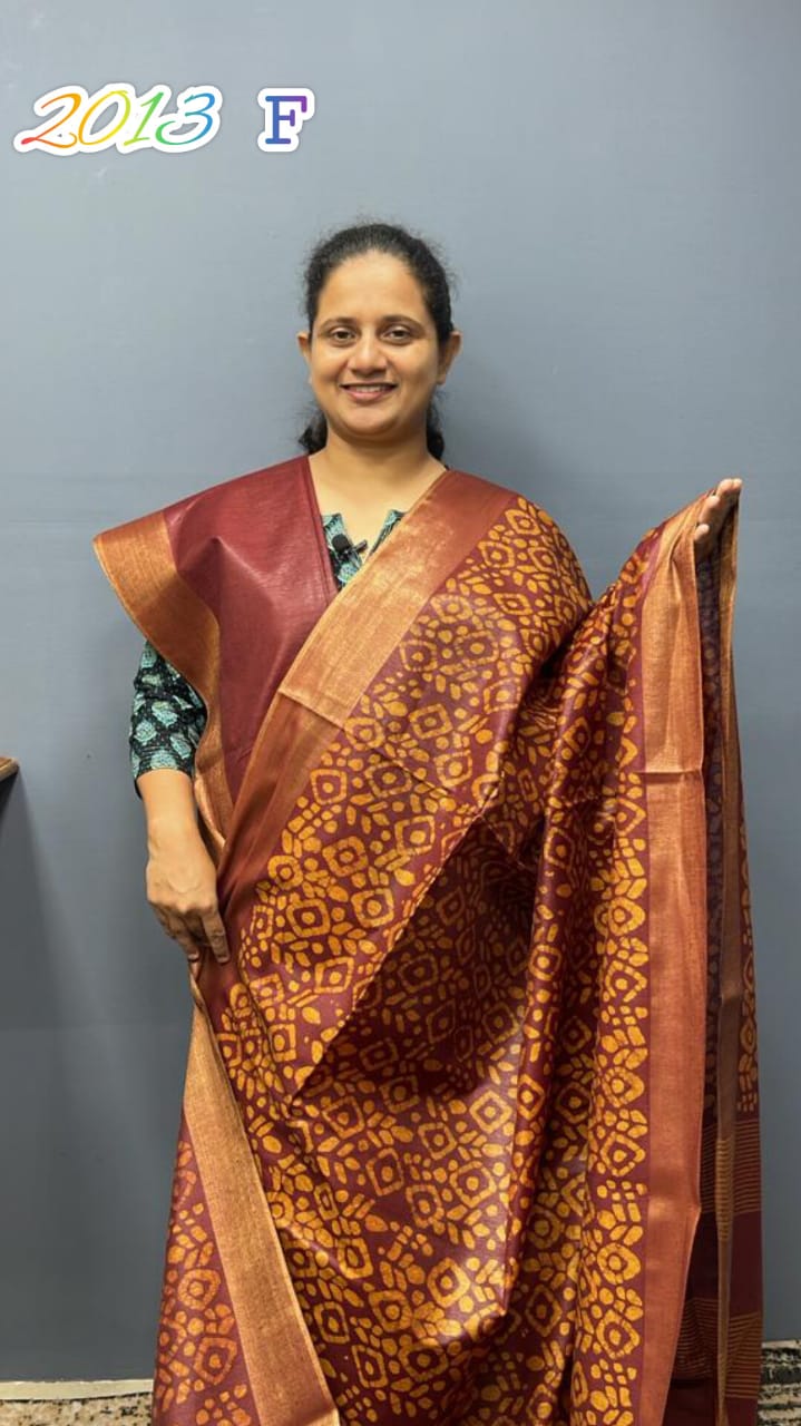 Semi Tusser Silk Saree Batik Print 2013