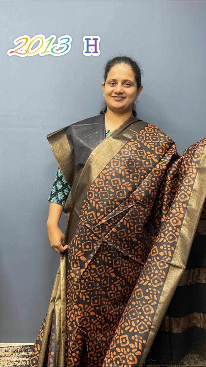 Semi Tusser Silk Saree Batik Print 2013