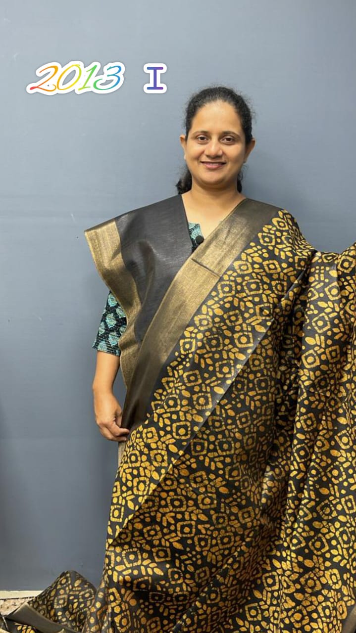 Semi Tusser Silk Saree Batik Print 2013