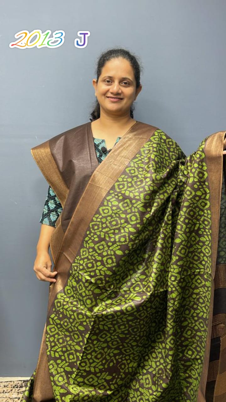 Semi Tusser Silk Saree Batik Print 2013