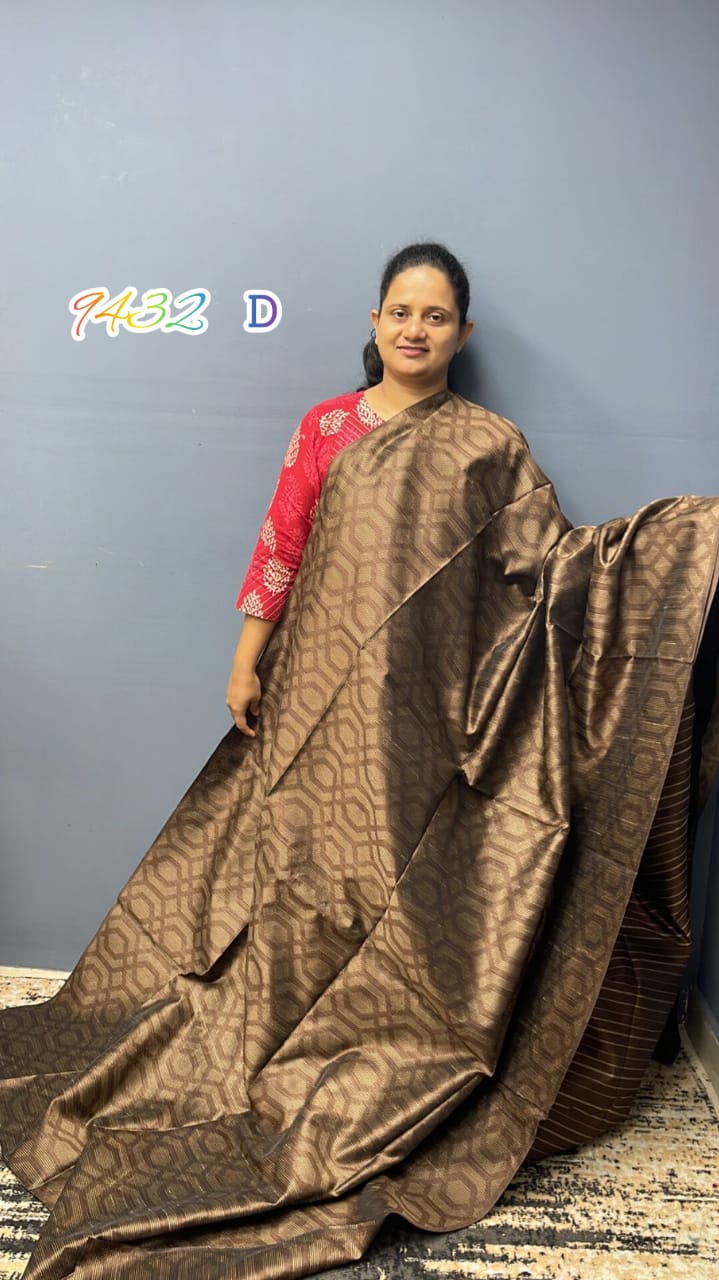 Semi Silk Sarees with GEOMETRIC WEAVING design 9432