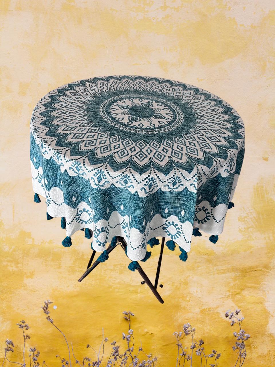 100% Cotton Round Table Cloth – 165 cm | For 4–6 Seater | Code: 3484