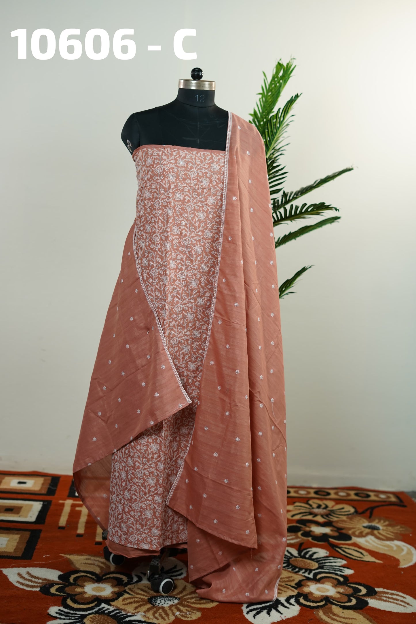Vichitra Silk With Chicken Kari Work Unstitched Salwar suits 10606