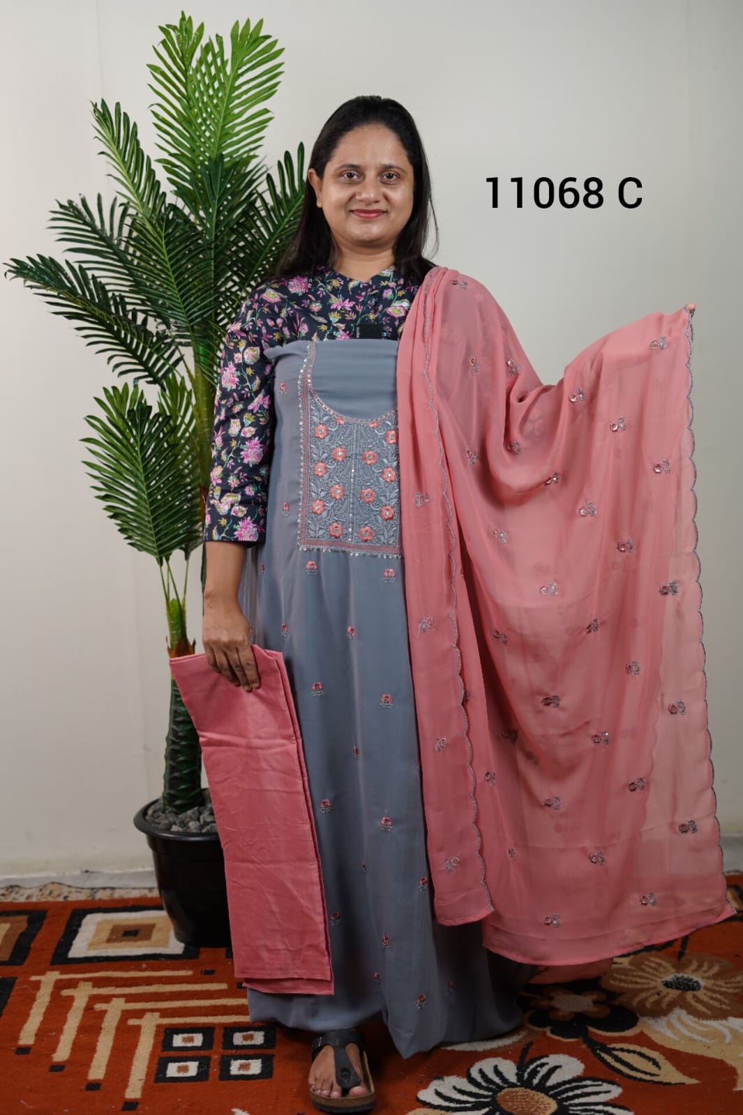Georgette with embroidery unstitched salwar suits 11068