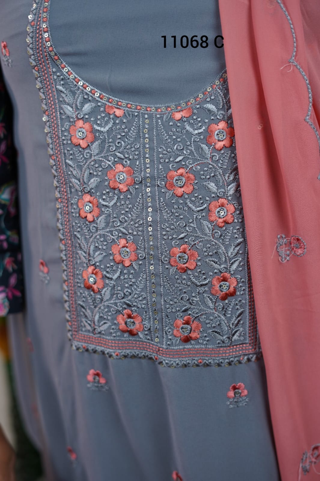 Georgette with embroidery unstitched salwar suits 11068
