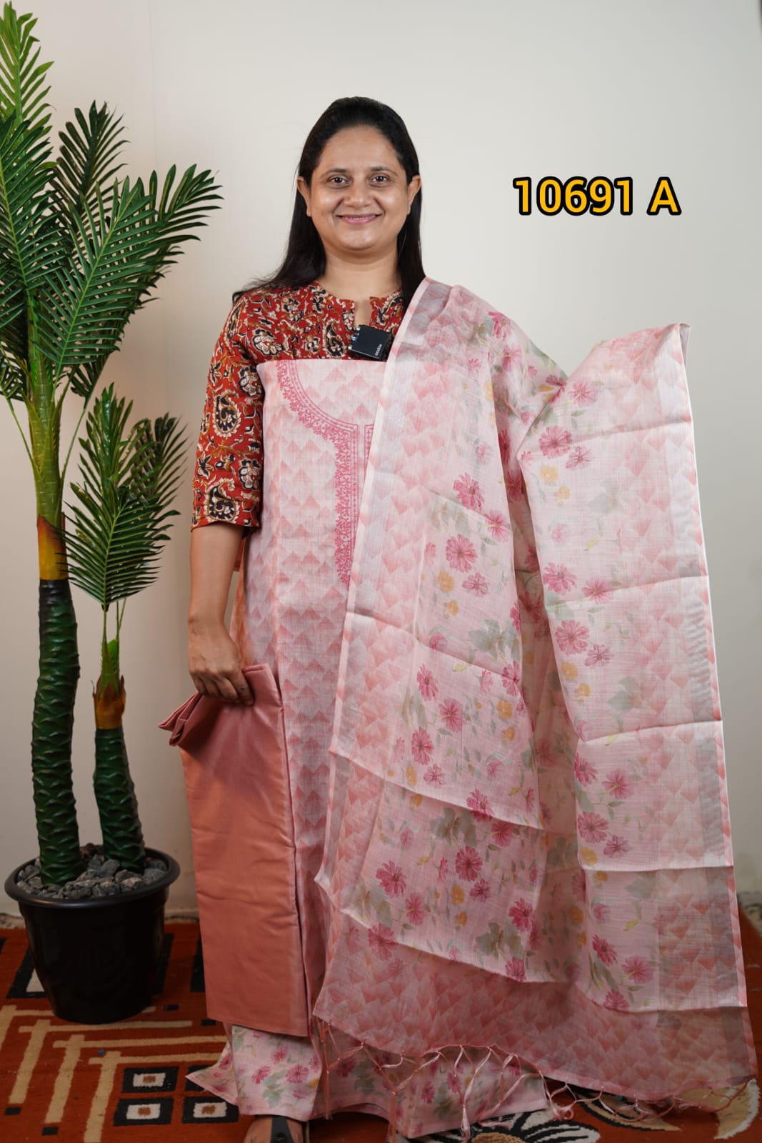 Linen crush silk unstitched salwar suits 10691