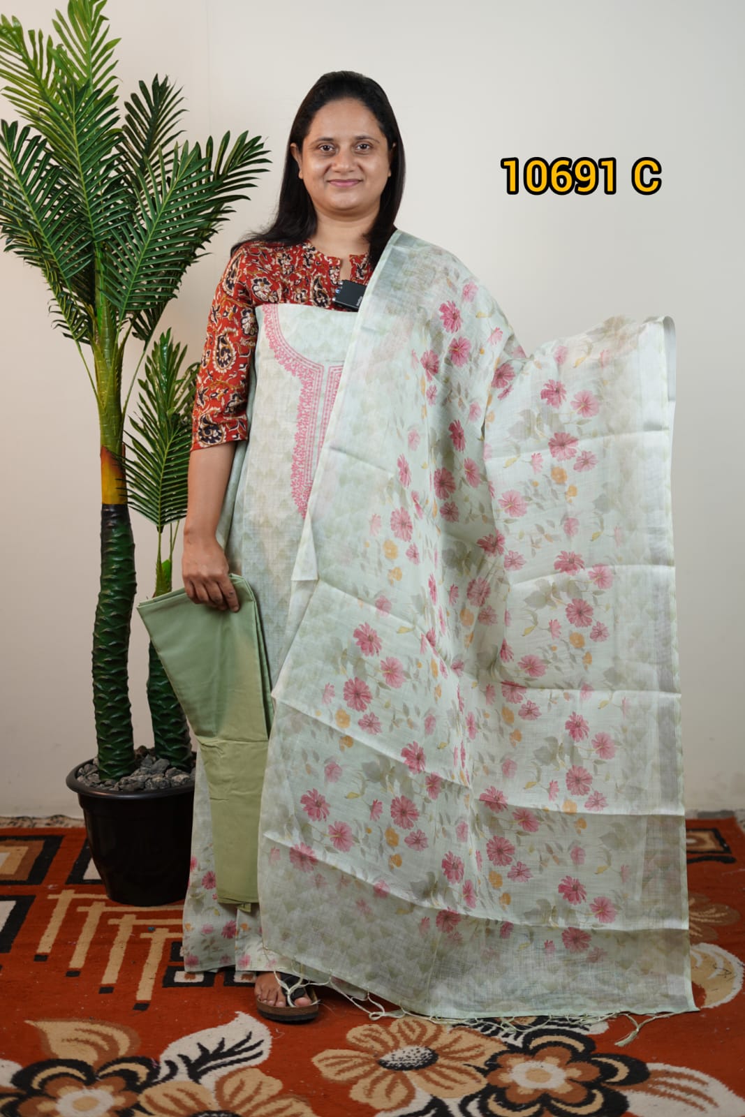 Linen crush silk unstitched salwar suits 10691