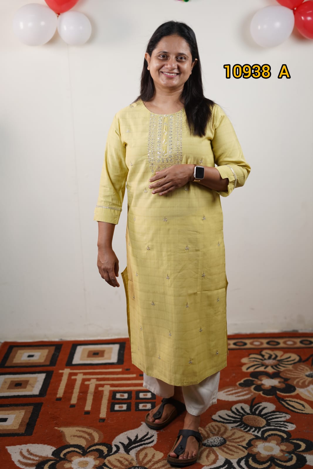 Semi silk embroidery kurthi collections 10938