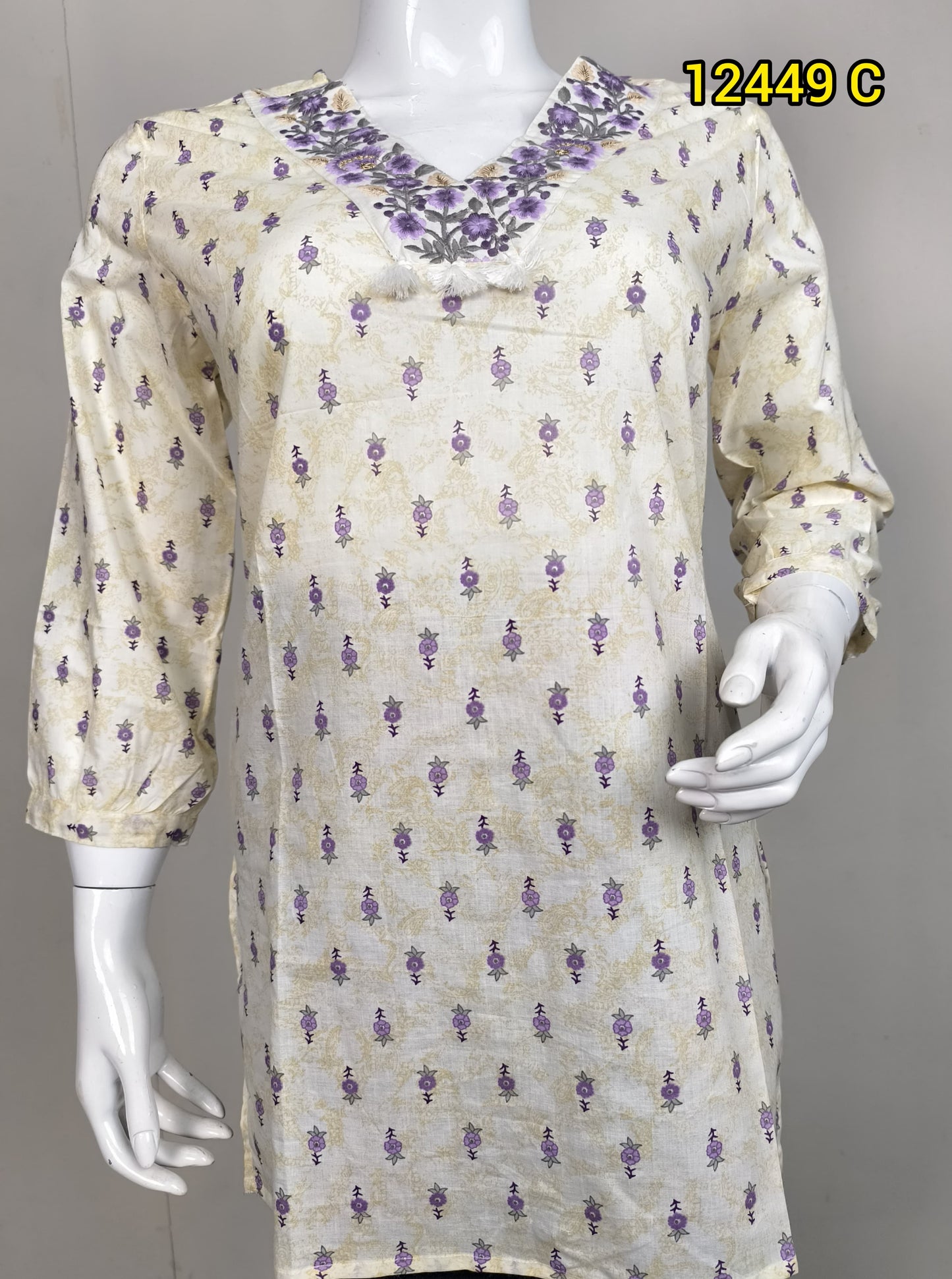 Cotton short Top Kurthi With Embroidery work 12449