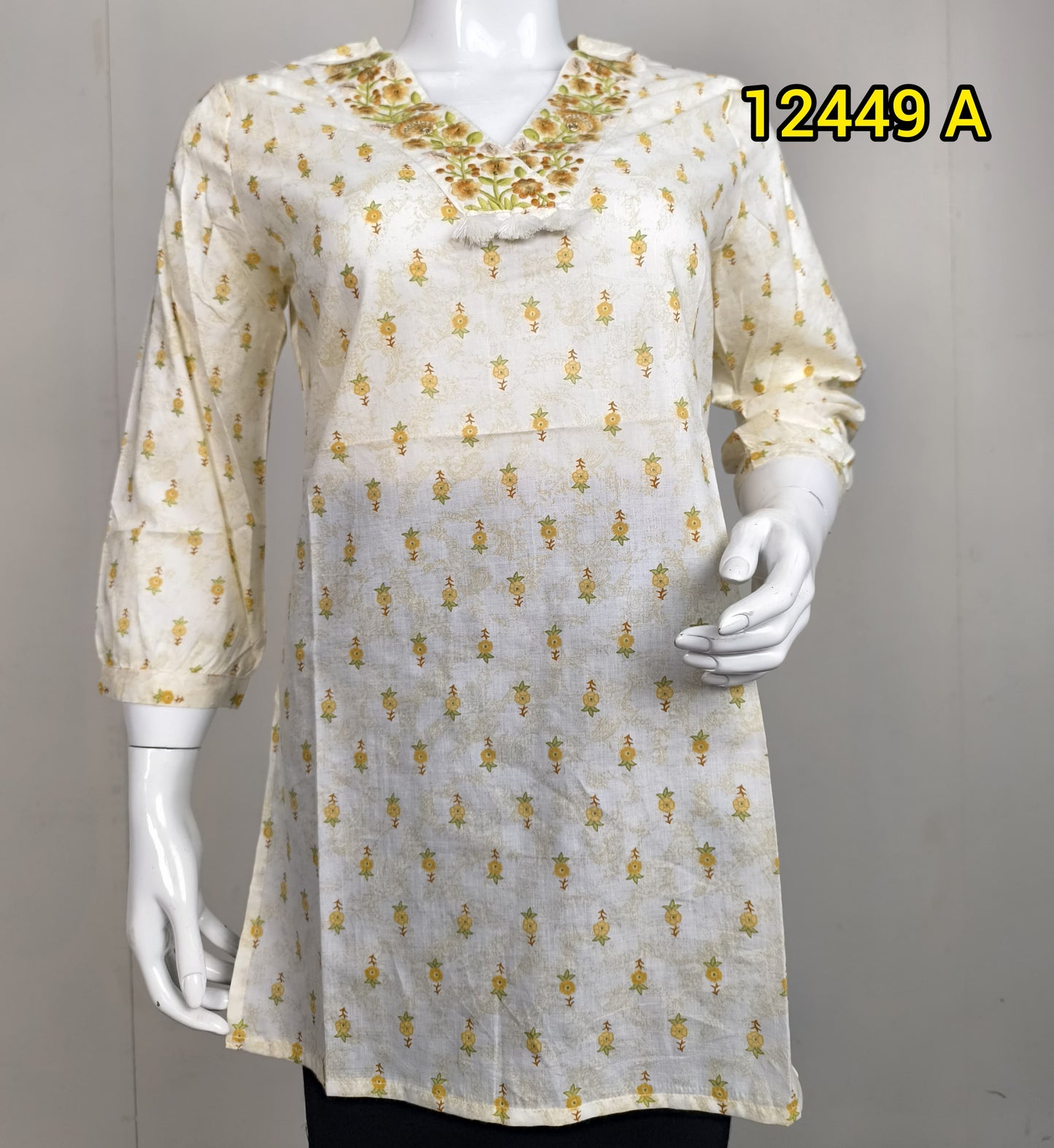 Cotton short Top Kurthi With Embroidery work 12449