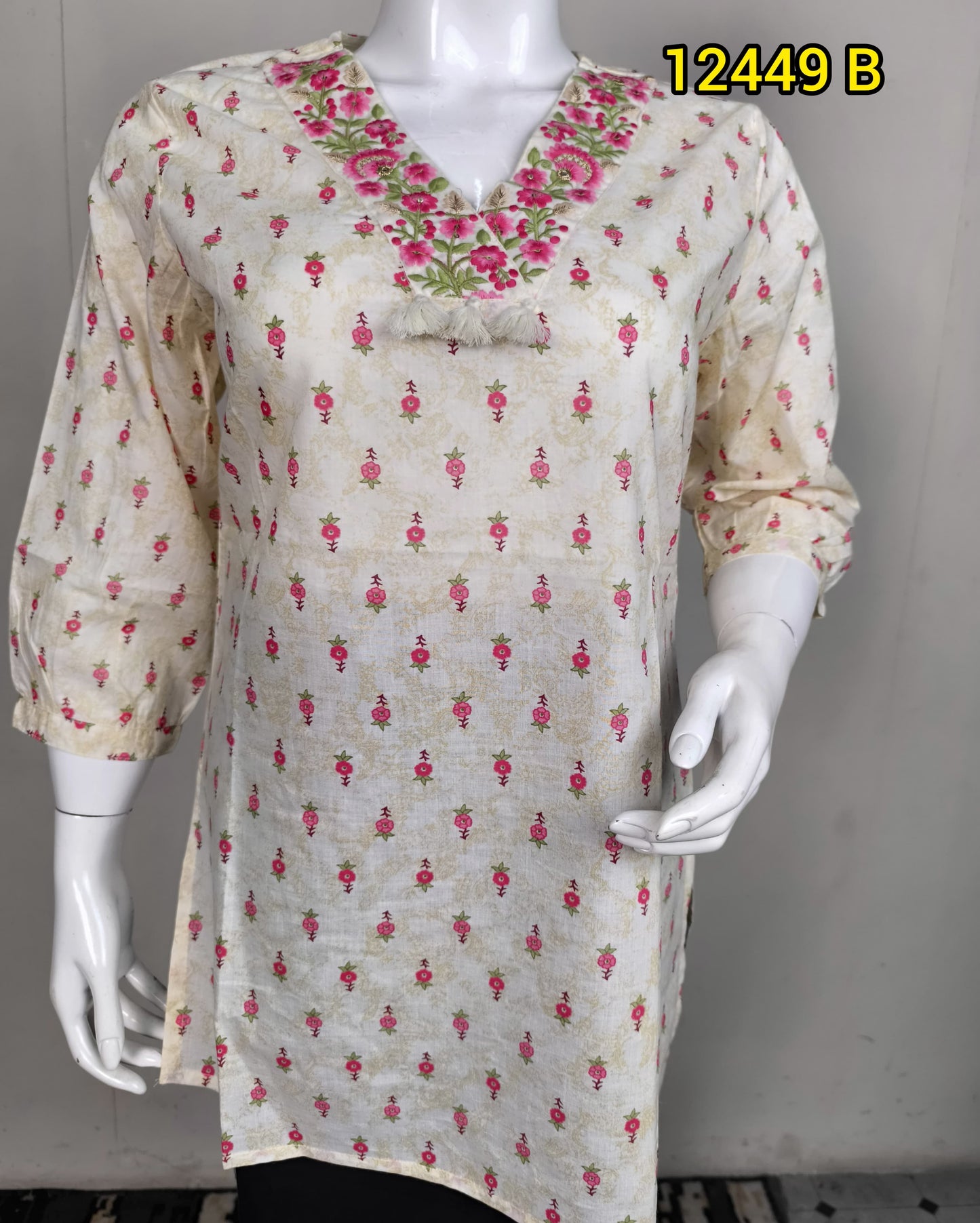 Cotton short Top Kurthi With Embroidery work 12449