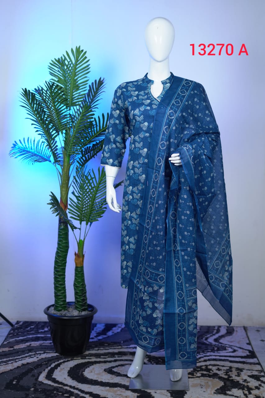 Cotton Ready To Wear Top Bottom Dhupatta Sets 13270