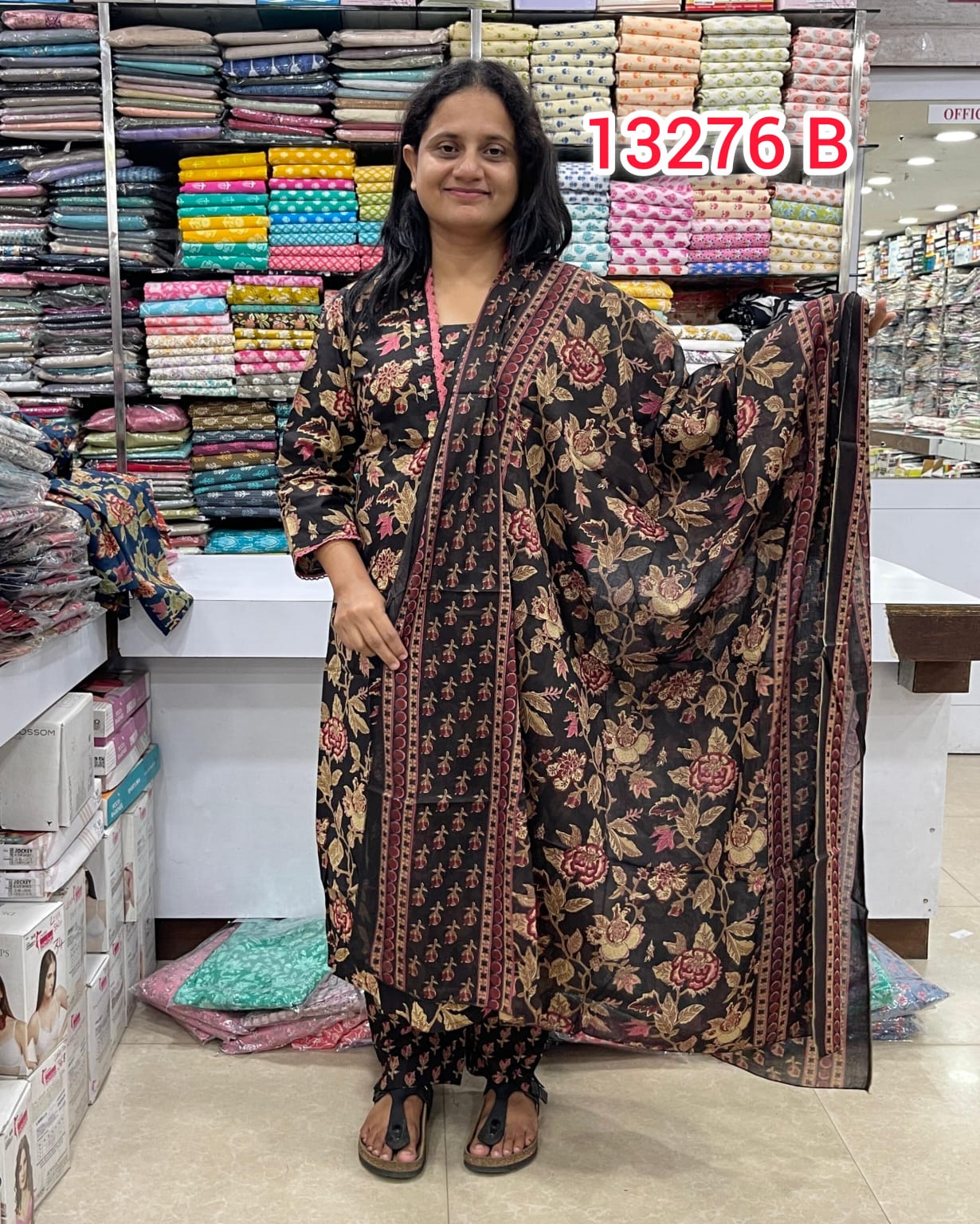 Cotton Ready To Wear Top Bottom Dhupatta set 13276