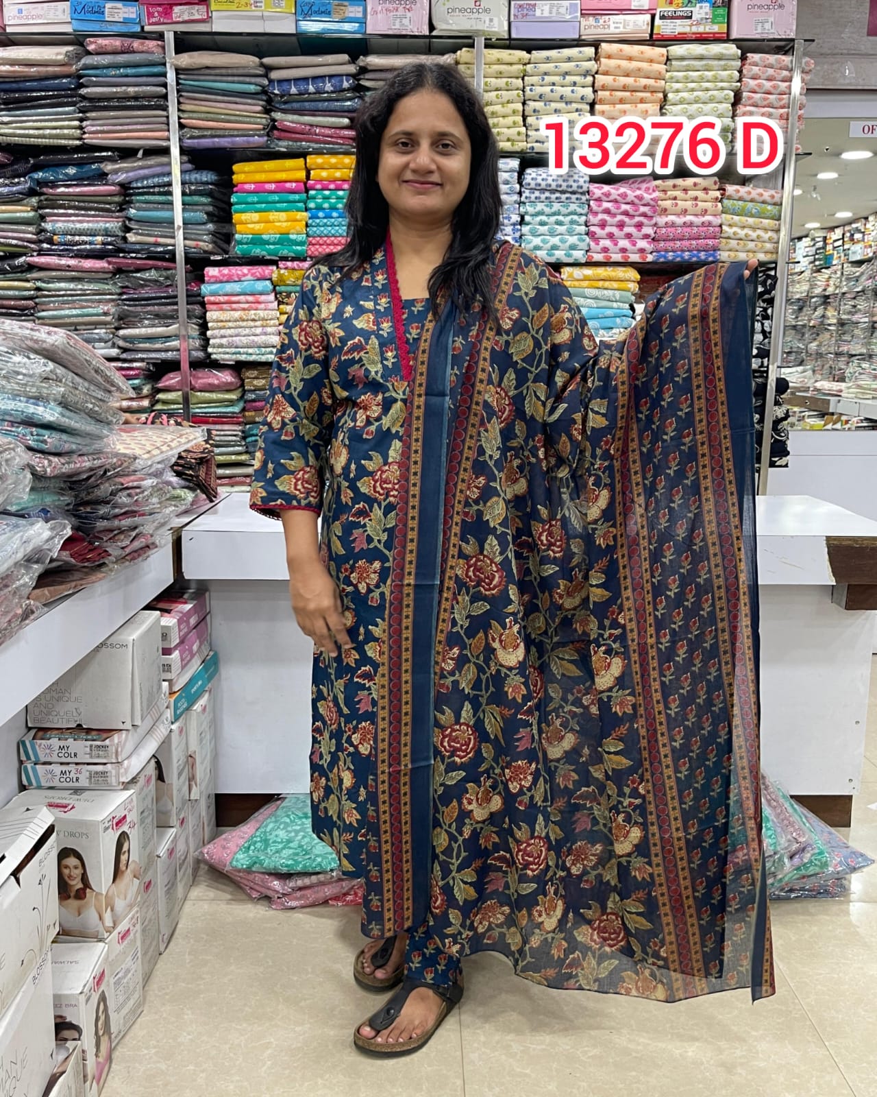 Cotton Ready To Wear Top Bottom Dhupatta set 13276