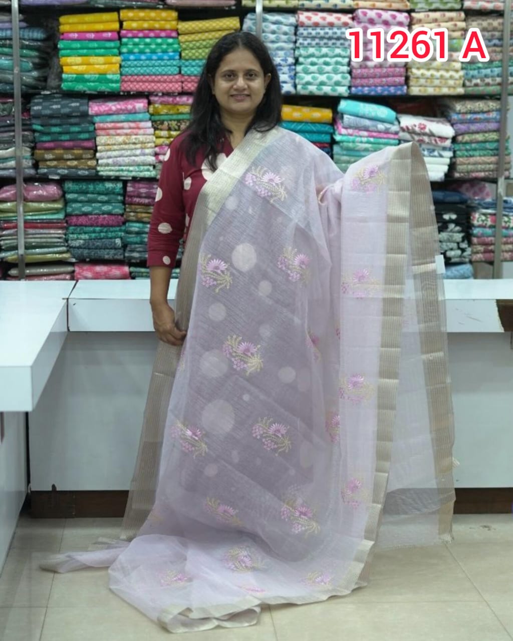 Organza Saree with Embroidery Work 11261
