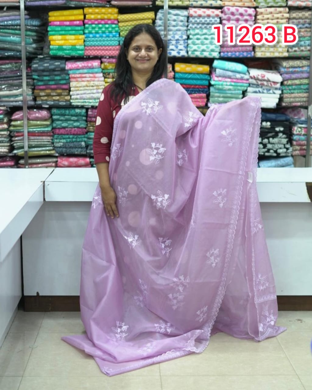 Organza Saree wth Embroidery Work 11263