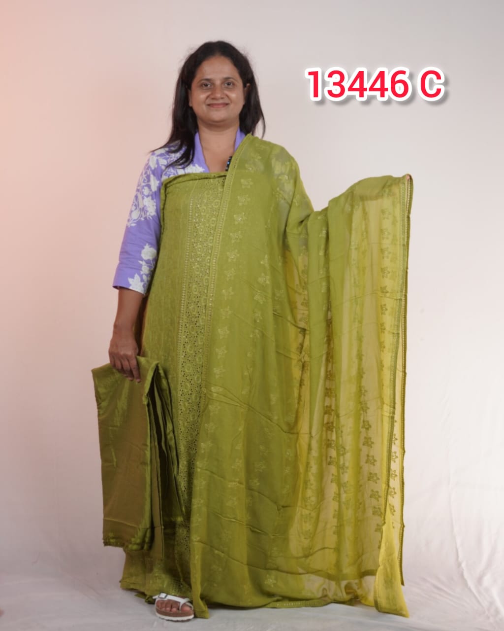 Faux Georgette With Cut Work Unstitched Salwar Suits 13446