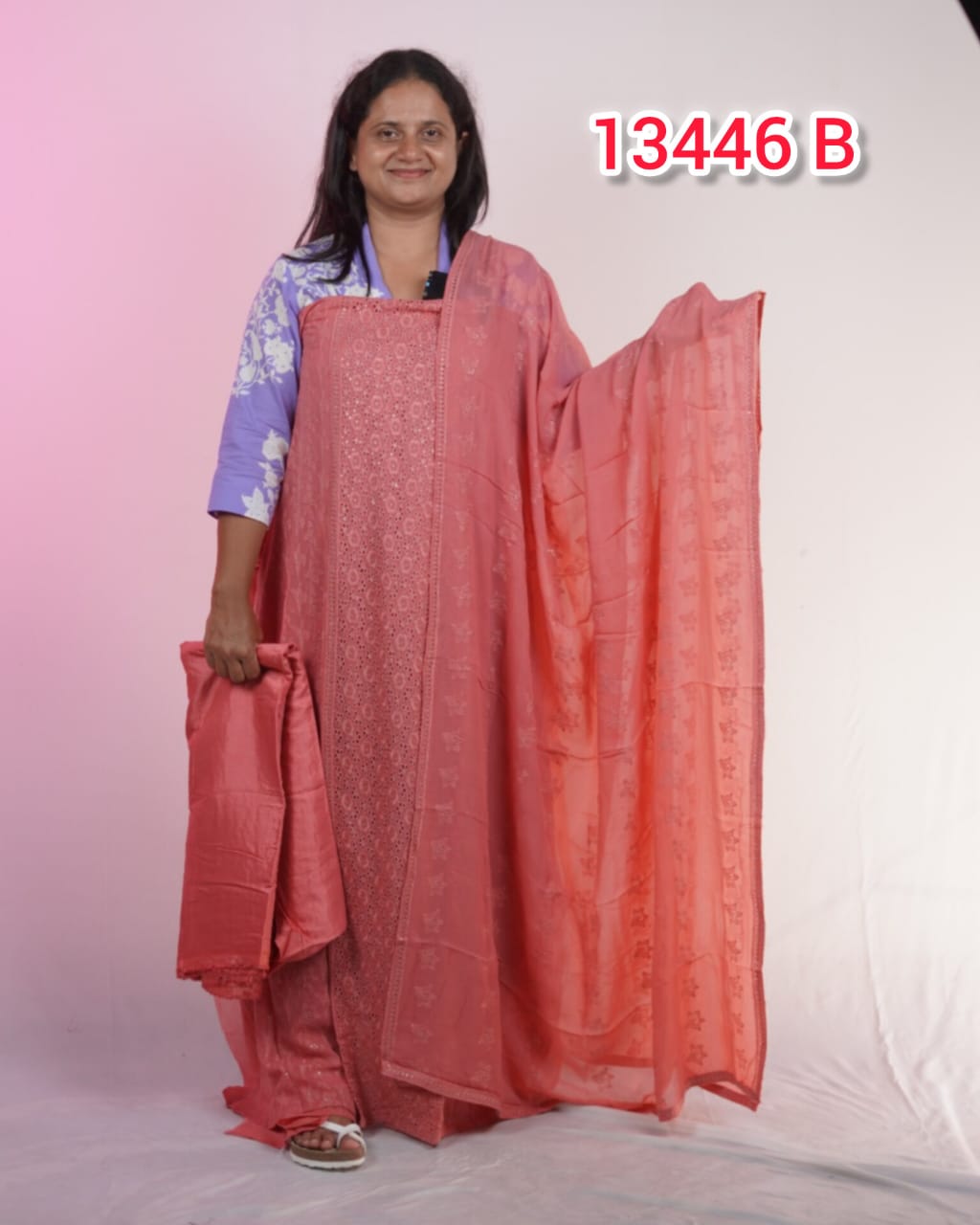 Faux Georgette With Cut Work Unstitched Salwar Suits 13446